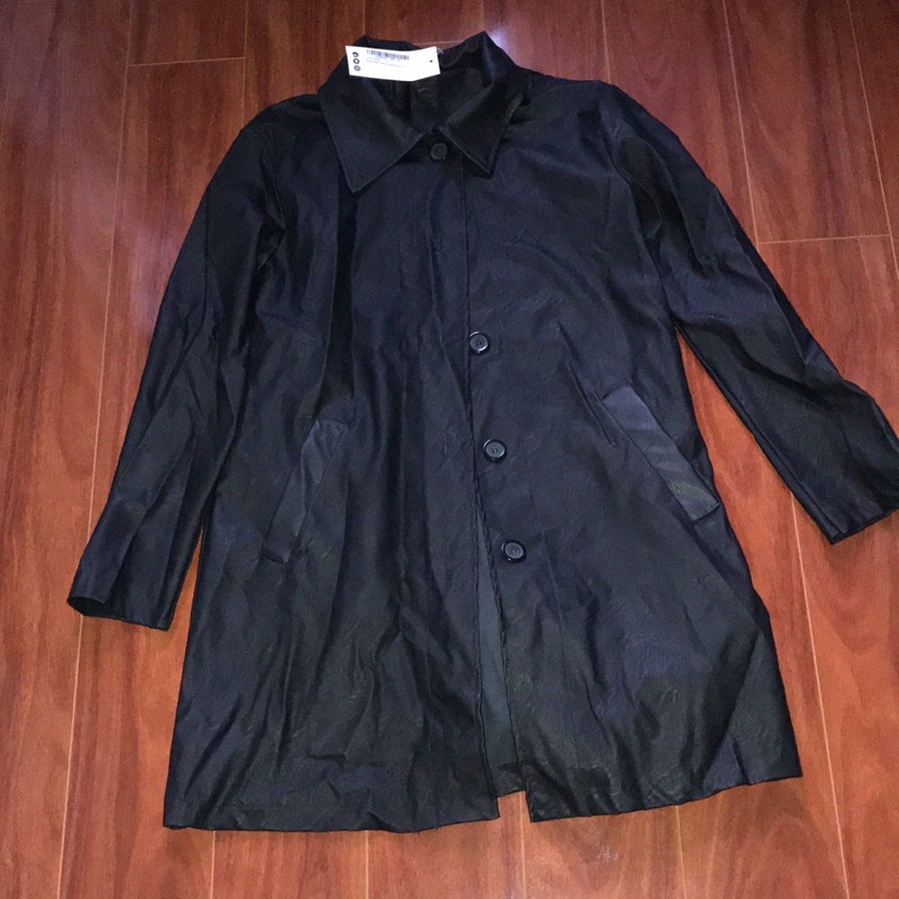 Belted Faux Leather Jacket Black